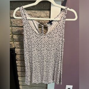 GAP Ditsy Floral Lightweight Soft Flowy Cream Black Tank Top Shirt women…